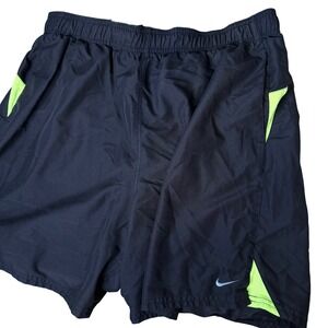 Nike Running Shorts Mens XL Black Neon Yellow Activewear Performance NESS7420